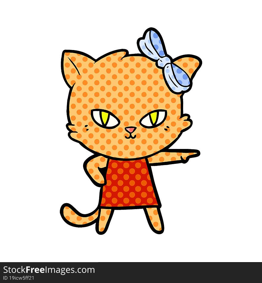 cute cartoon cat wearing dress. cute cartoon cat wearing dress