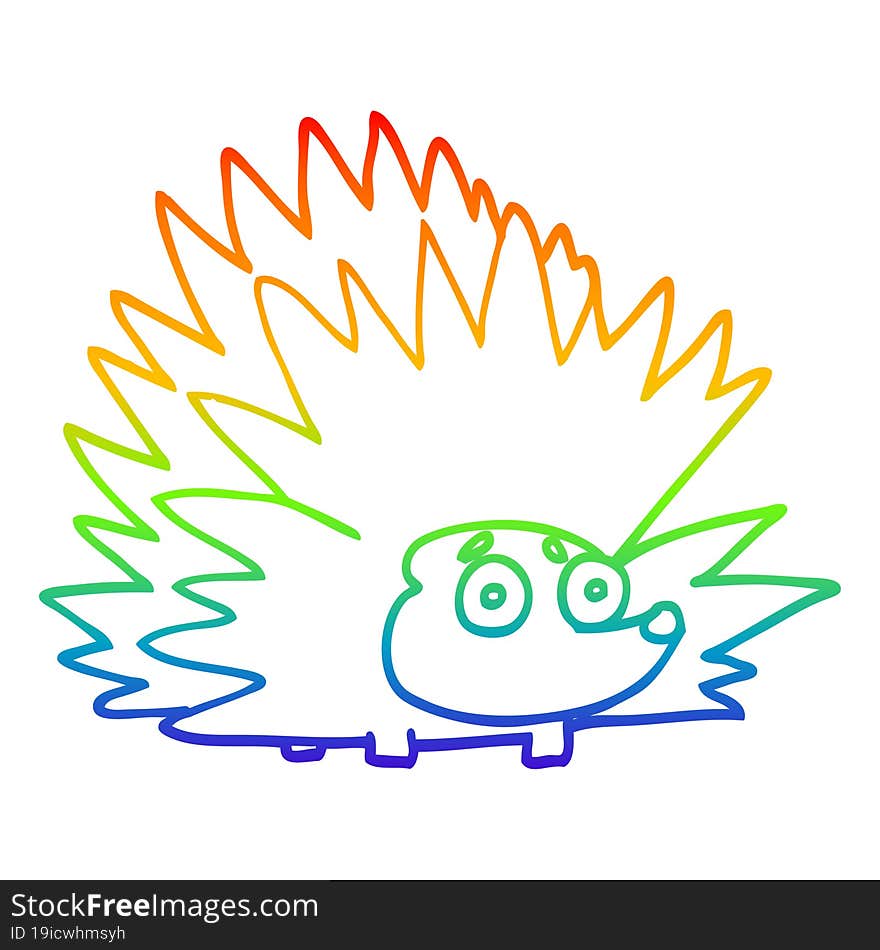 rainbow gradient line drawing cartoon spiky hedgehog