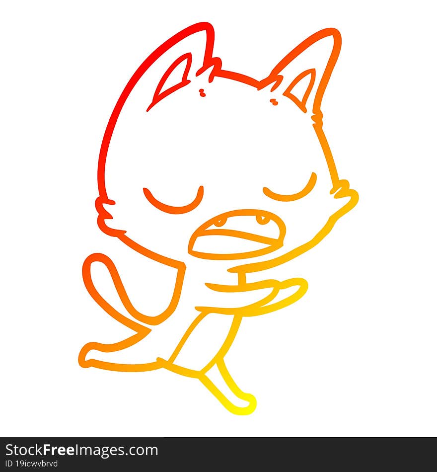 warm gradient line drawing talking cat cartoon