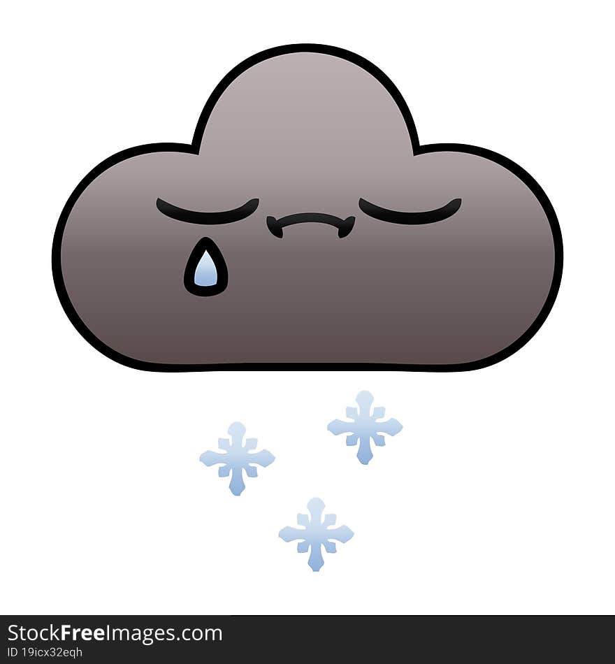 Gradient Shaded Cartoon Storm Snow Cloud