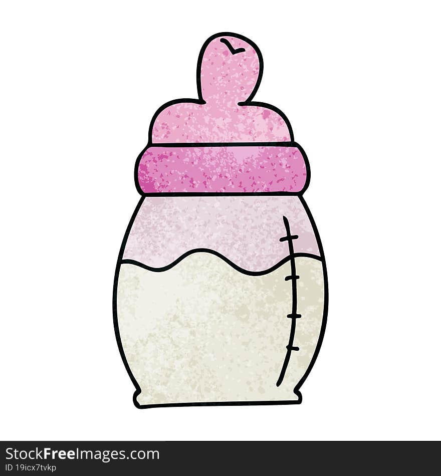 quirky hand drawn cartoon baby milk bottle