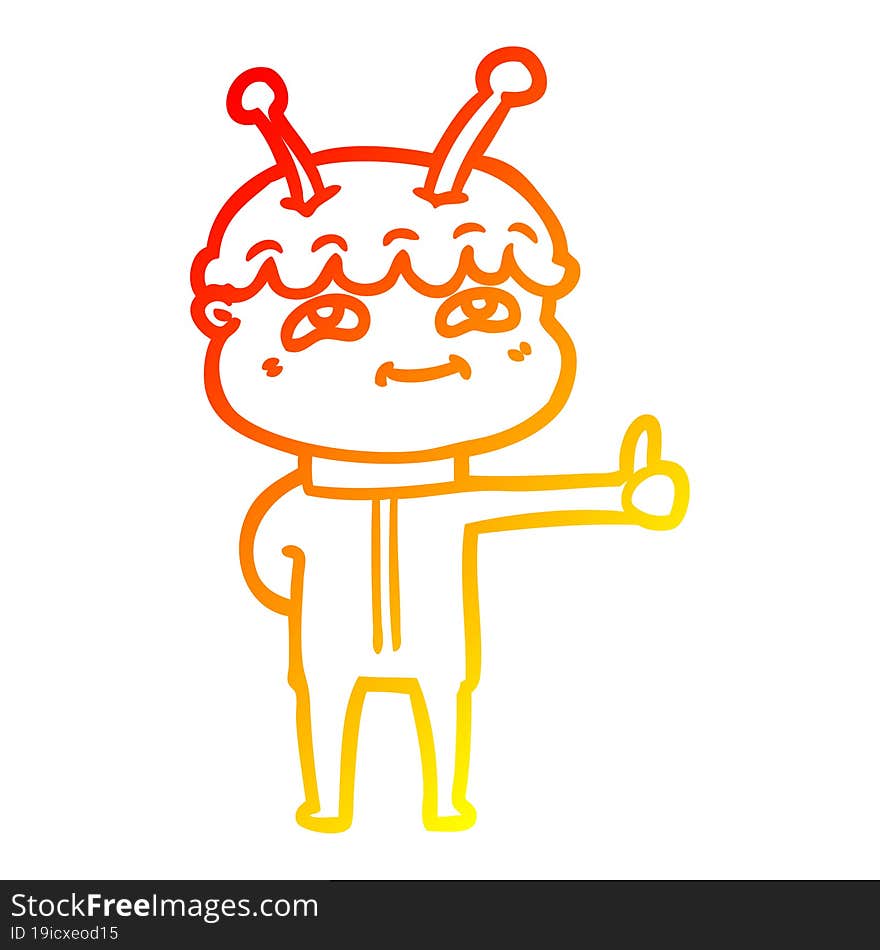 warm gradient line drawing friendly cartoon spaceman