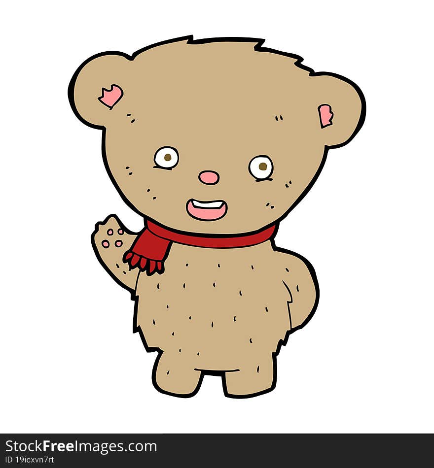 cartoon teddy bear waving