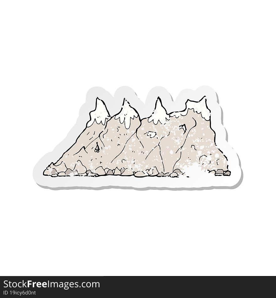 retro distressed sticker of a cartoon mountain range