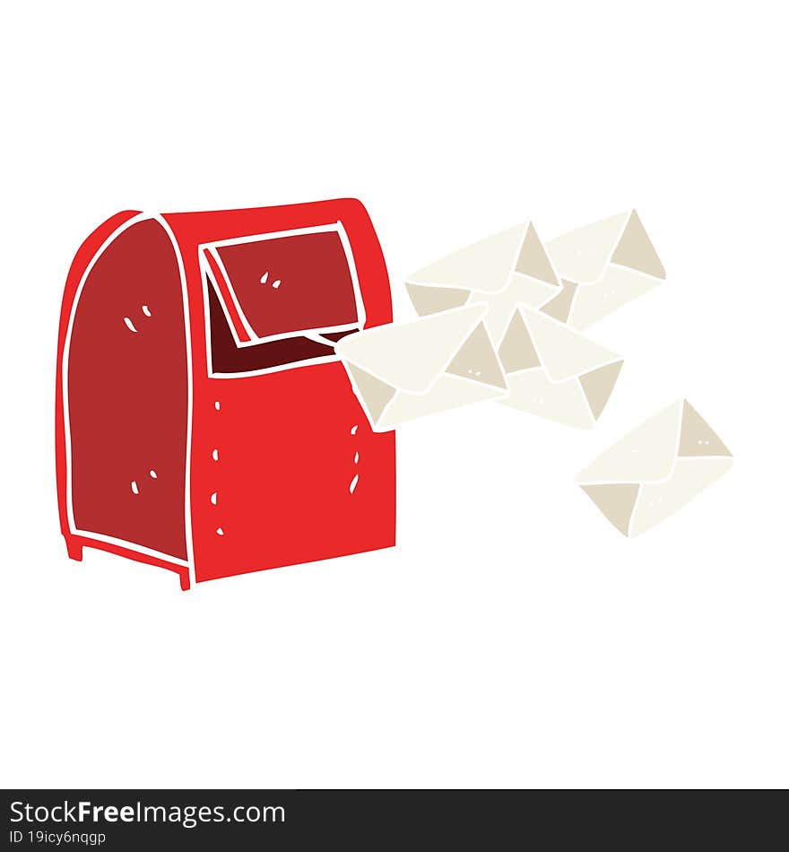 flat color illustration of a cartoon mailbox