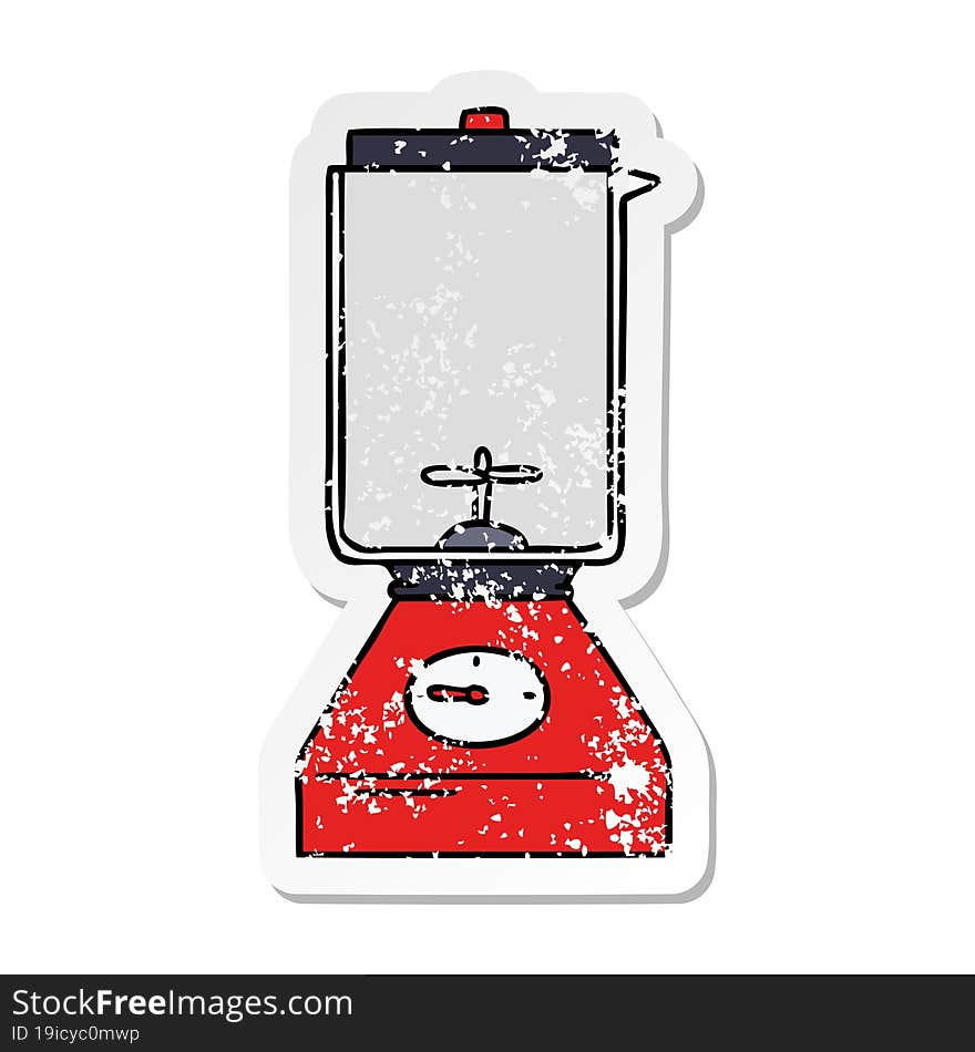 distressed sticker cartoon doodle of a food blender