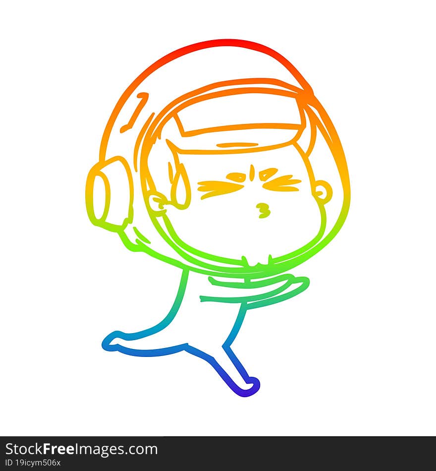 rainbow gradient line drawing cartoon stressed astronaut