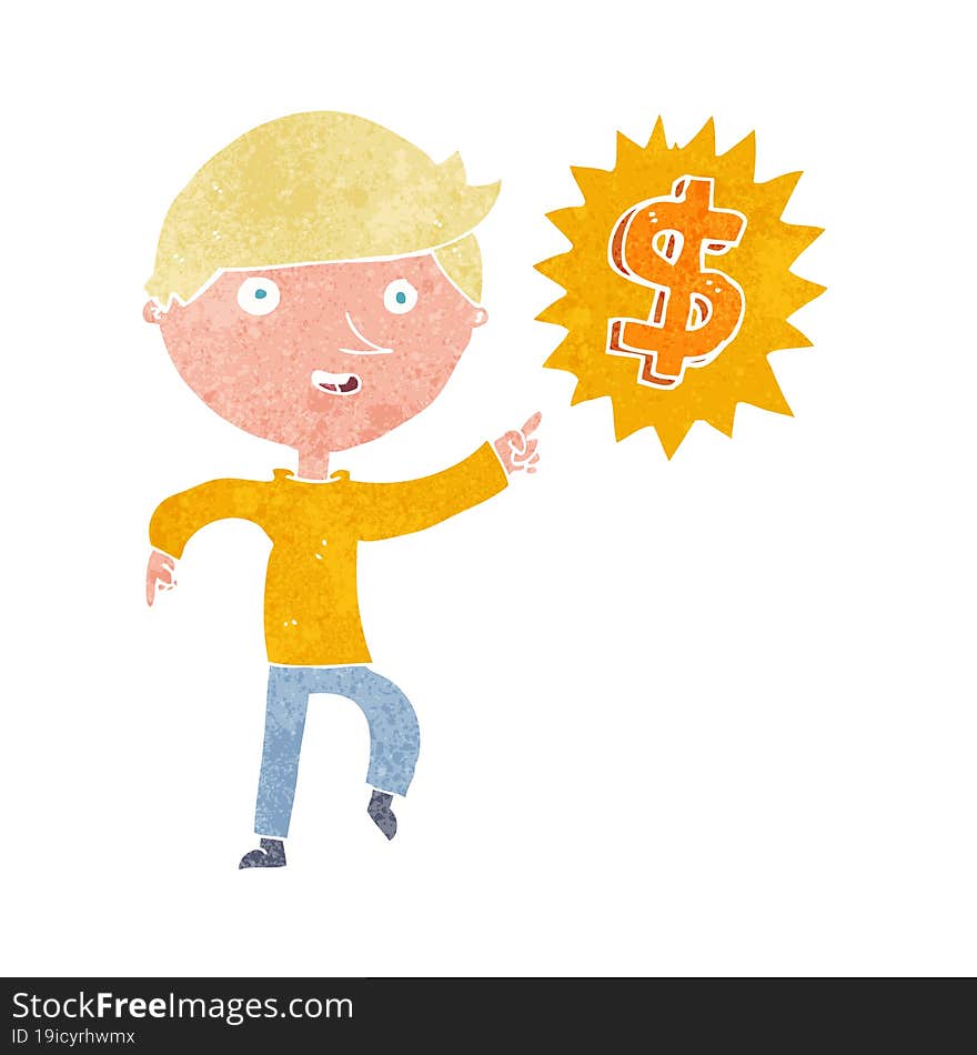 cartoon man with money idea