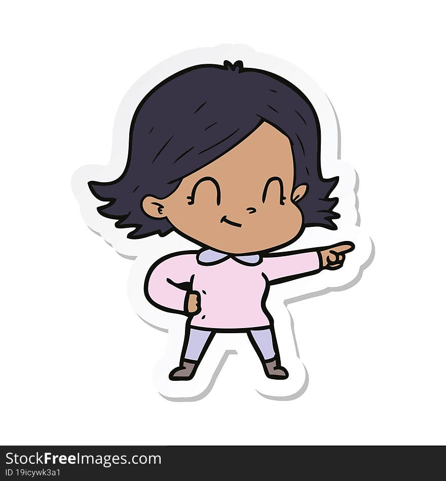 sticker of a cartoon friendly girl