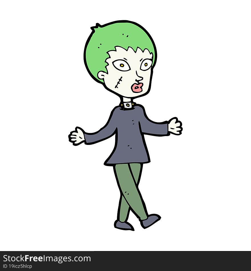 cartoon halloween zombie woman