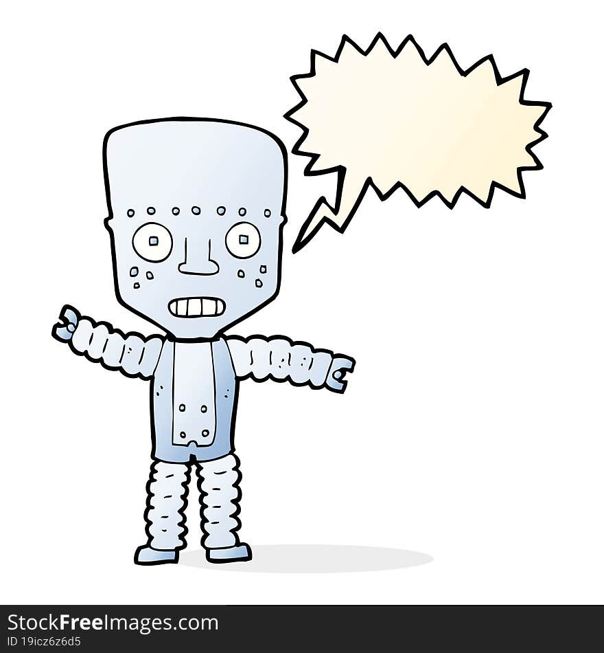 Cartoon Robot With Speech Bubble