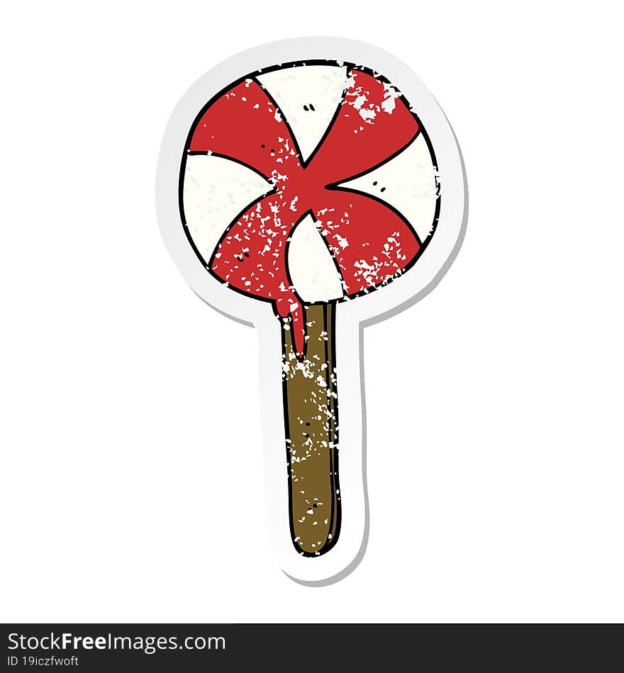 Distressed Sticker Of A Cartoon Lollipop