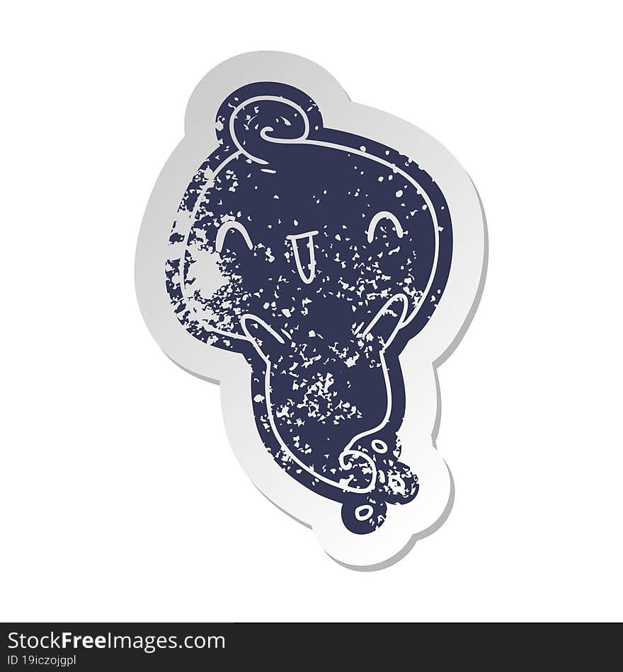 distressed old cartoon sticker kawaii cute dead ghost. distressed old cartoon sticker kawaii cute dead ghost