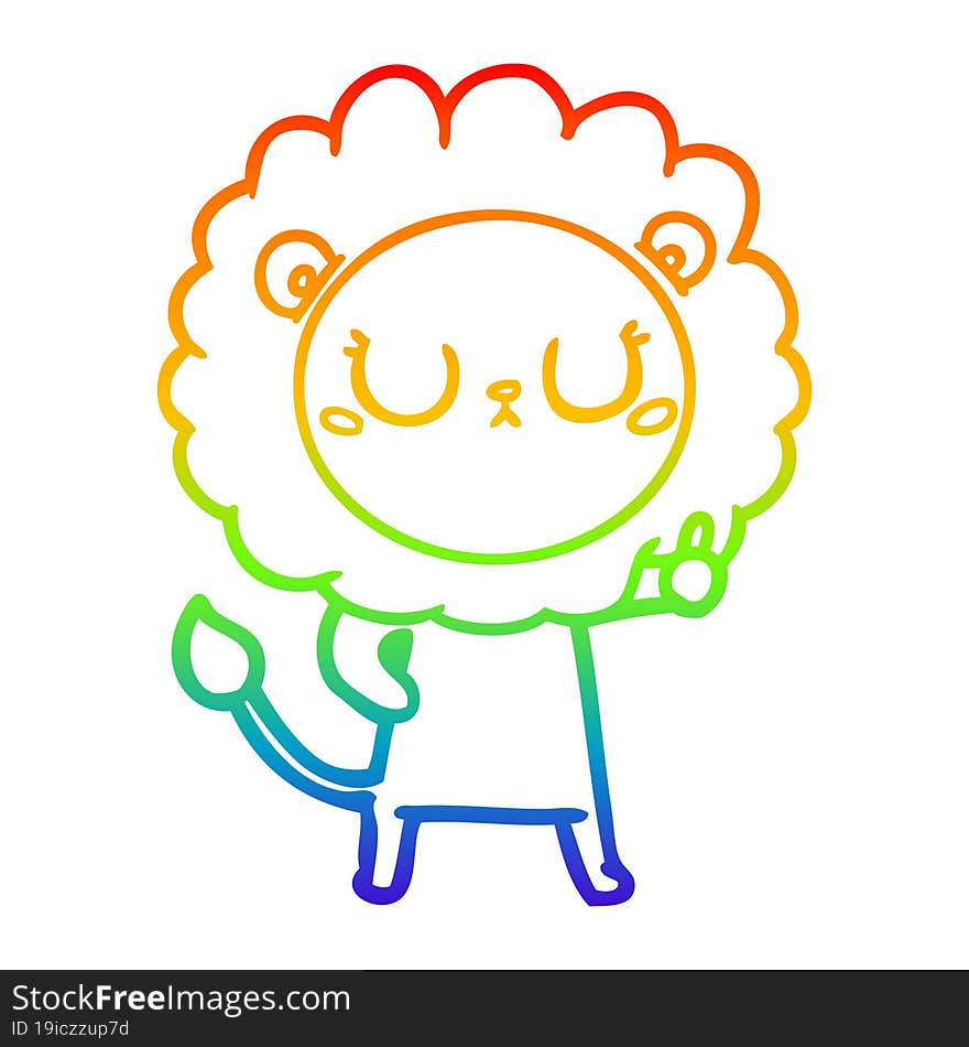 rainbow gradient line drawing of a cartoon lion