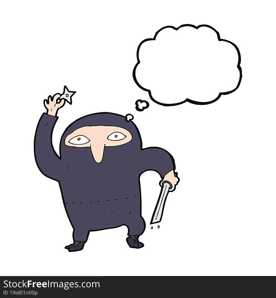 cartoon ninja with thought bubble