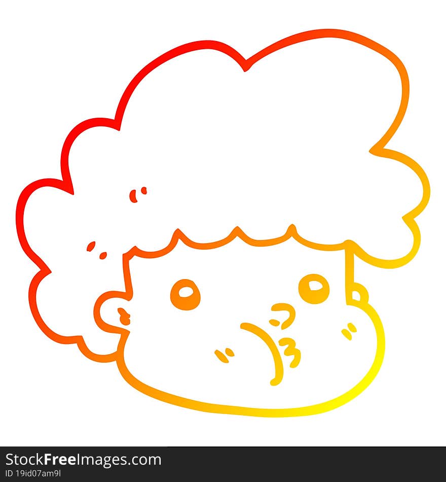 warm gradient line drawing cartoon boy