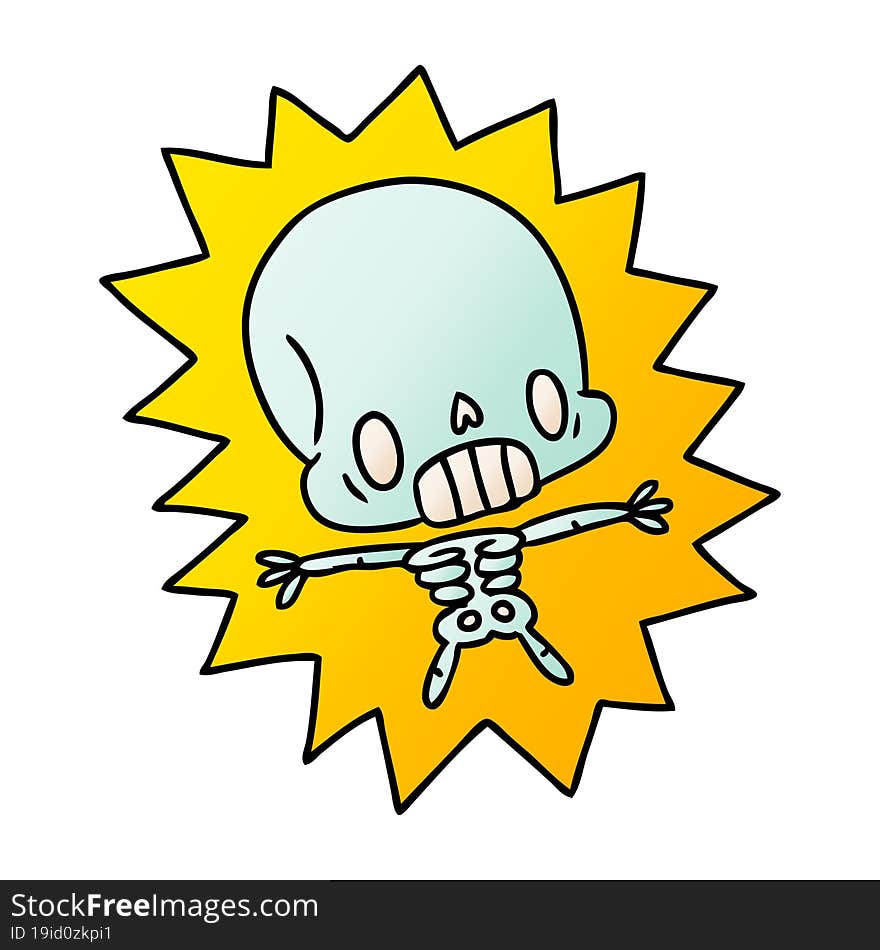 Gradient Cartoon Kawaii Electrocuted Skeleton