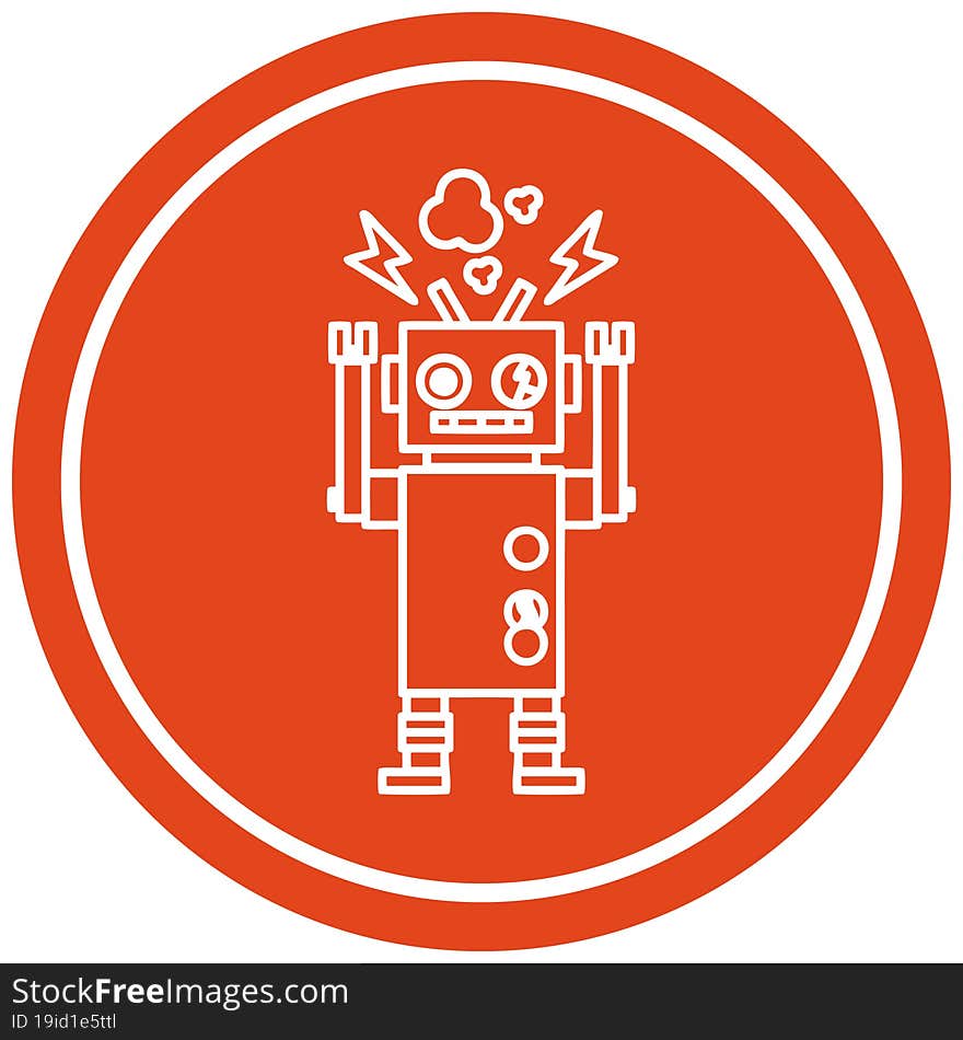 Malfunctioning Robot Circular Icon