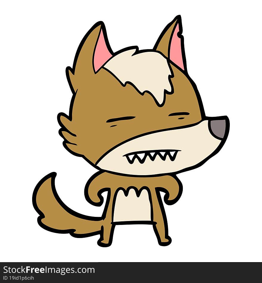 cartoon wolf showing teeth. cartoon wolf showing teeth