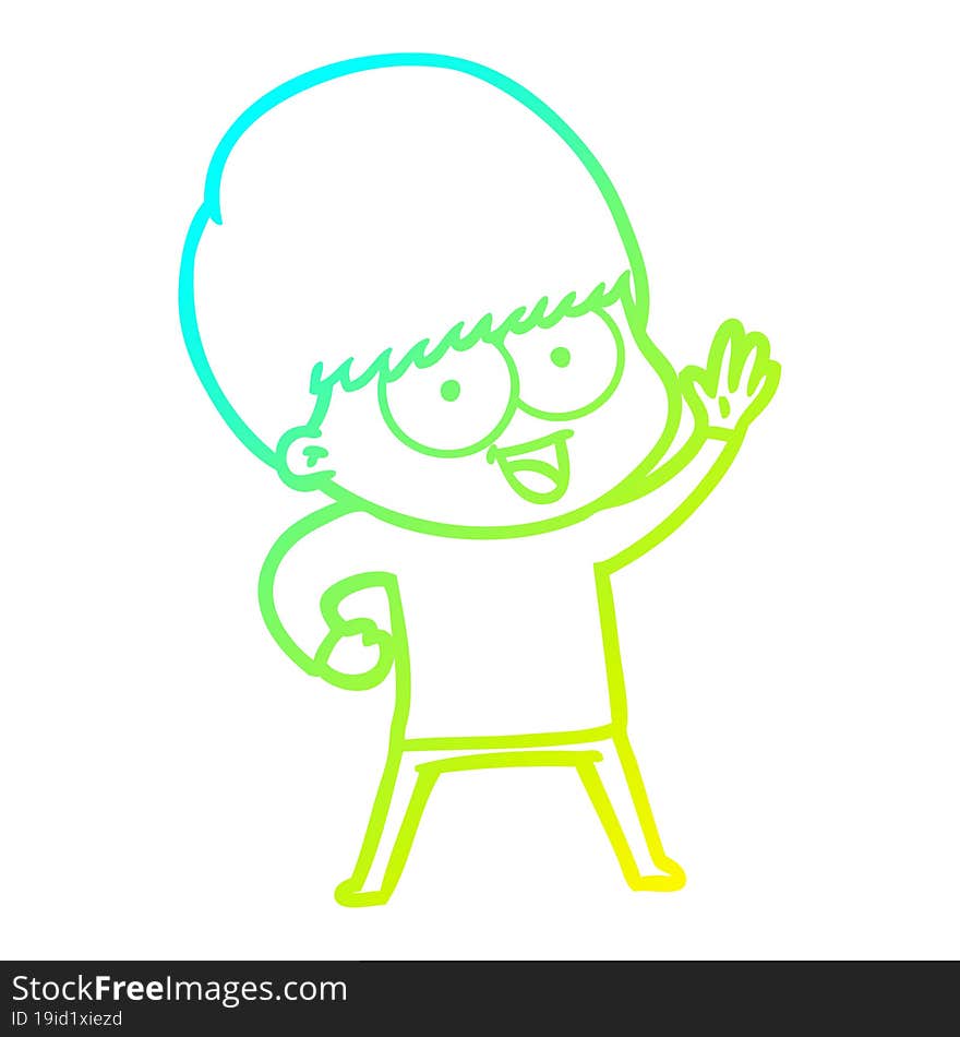 cold gradient line drawing happy cartoon boy