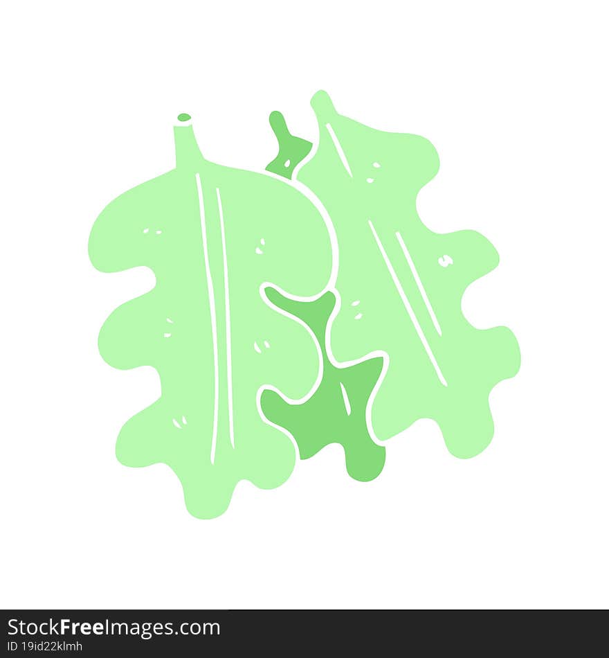 flat color illustration of a cartoon oak leaves