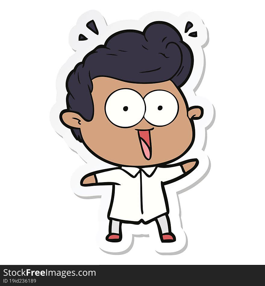 sticker of a cartoon excited man