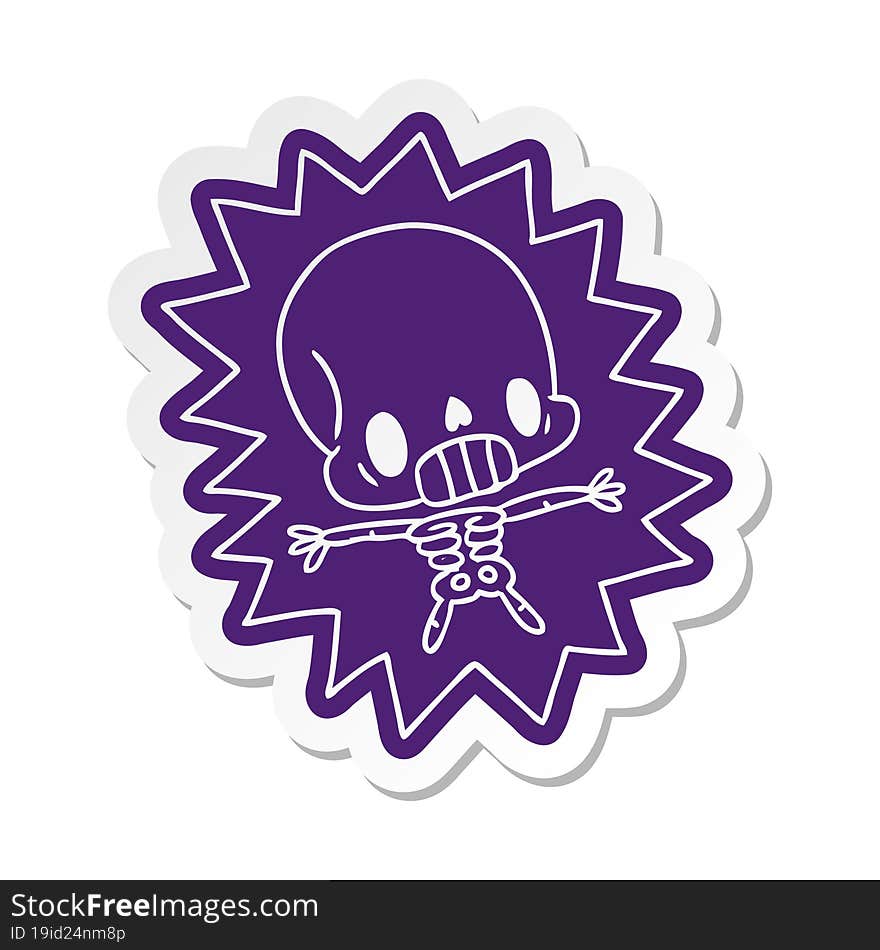 cartoon sticker kawaii electrocuted skeleton