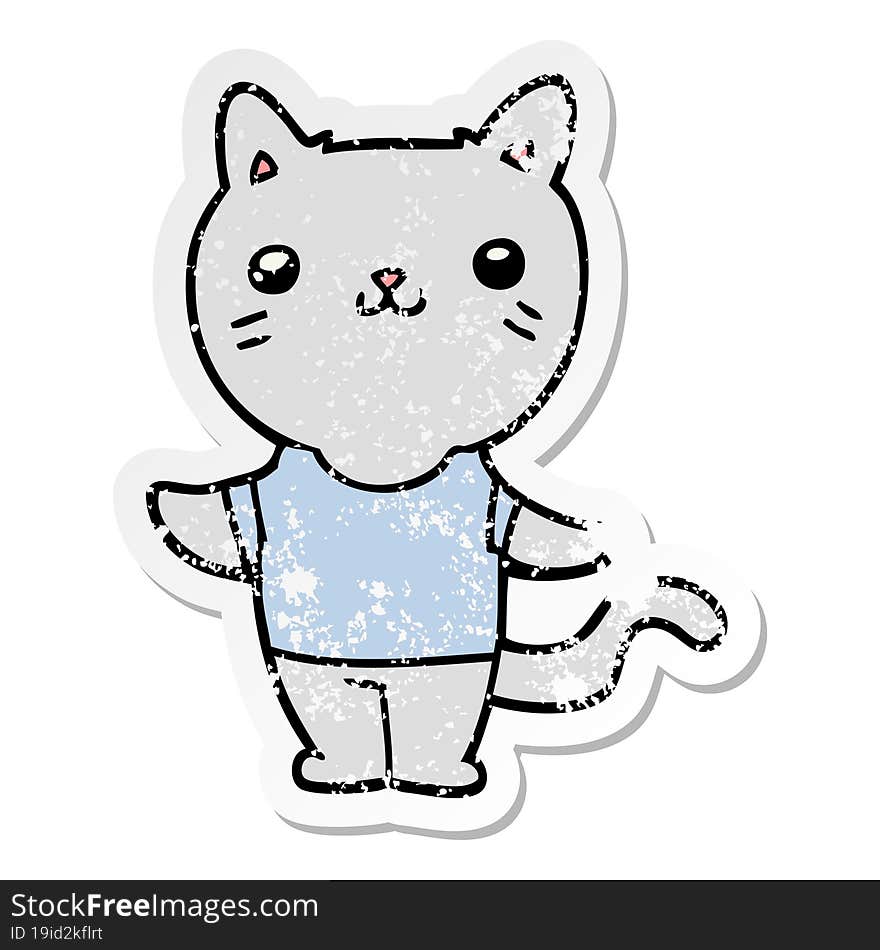 Distressed Sticker Of A Cartoon Cat