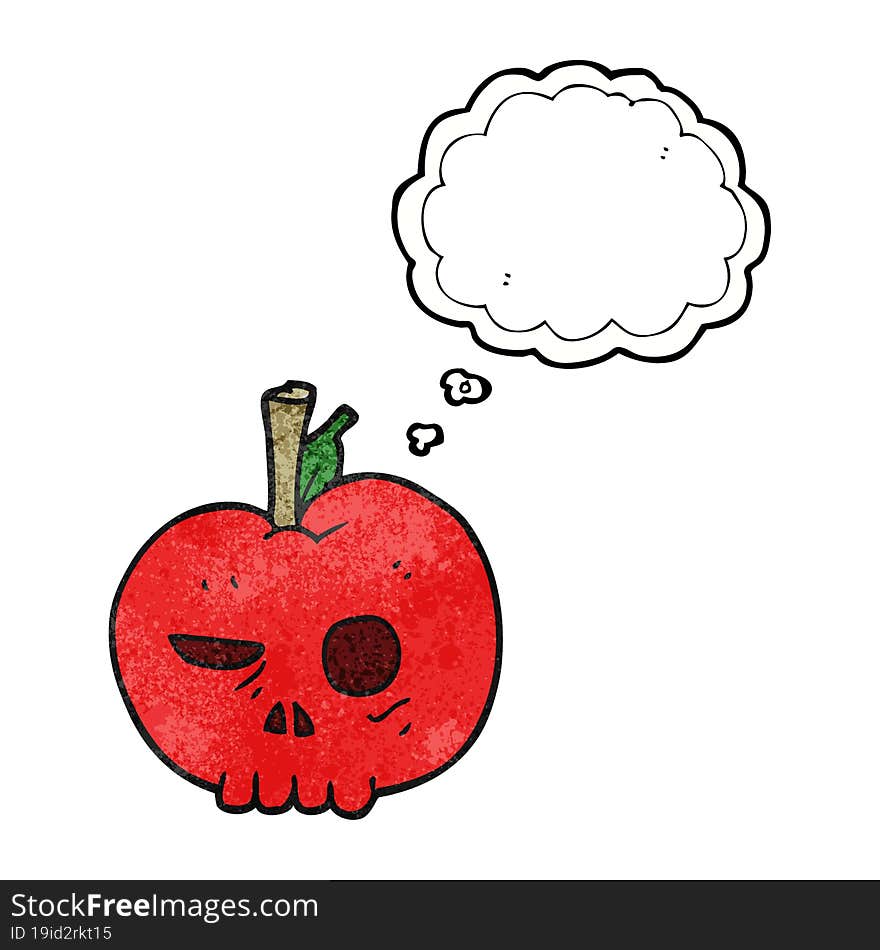 freehand drawn thought bubble textured cartoon poison apple