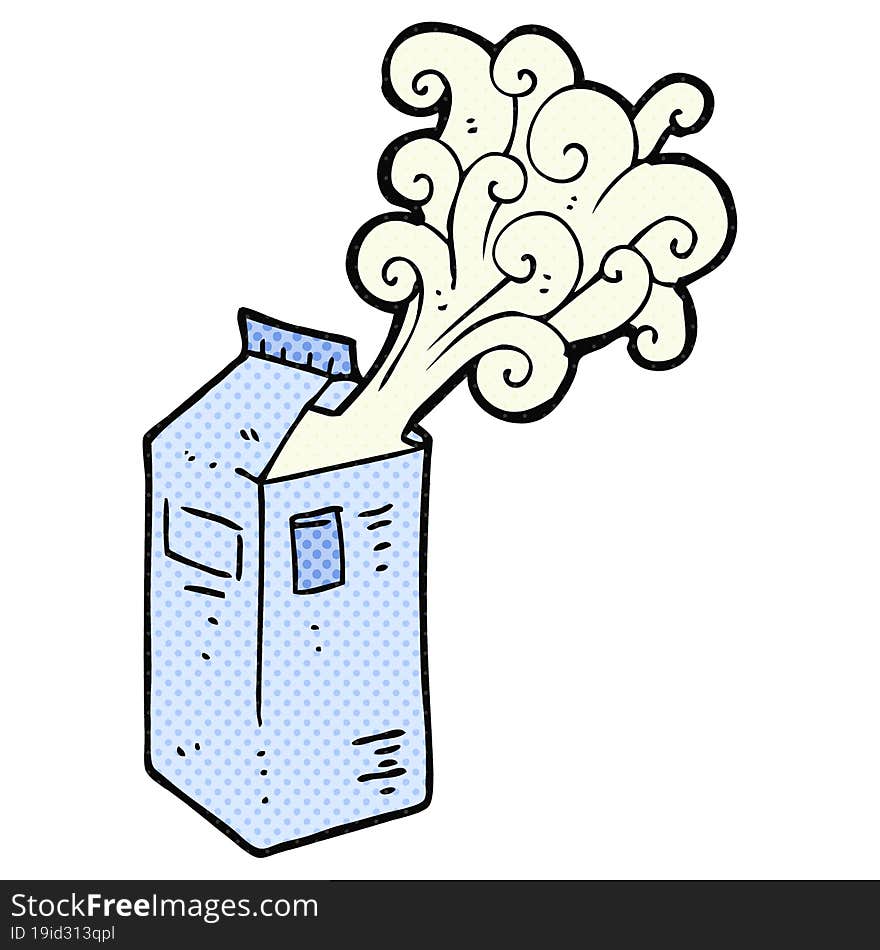 comic book style cartoon milk carton exploding