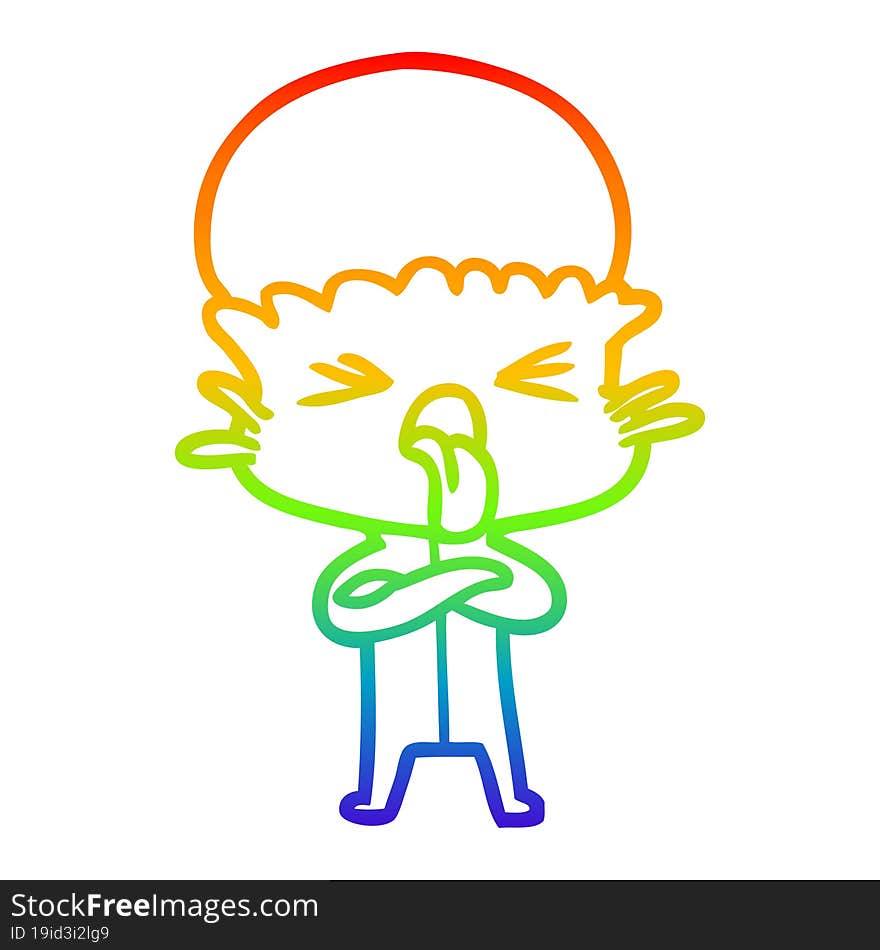 rainbow gradient line drawing disgusted cartoon alien