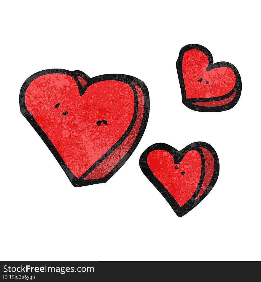 freehand textured cartoon hearts