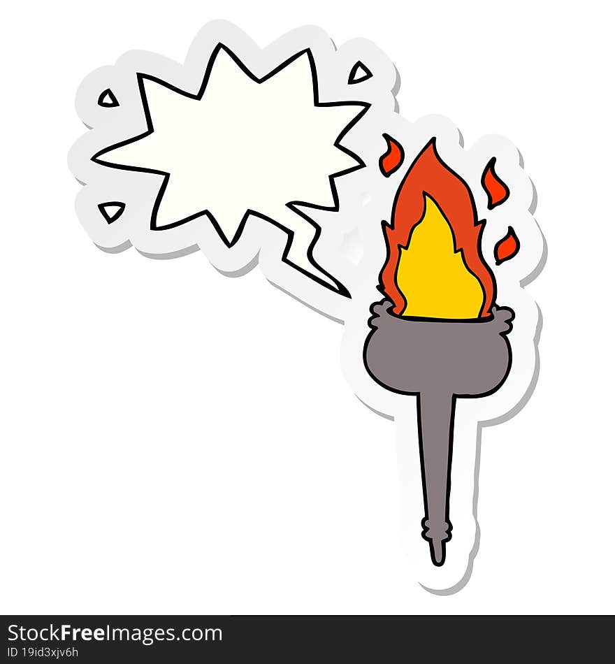 cartoon flaming chalice and speech bubble sticker