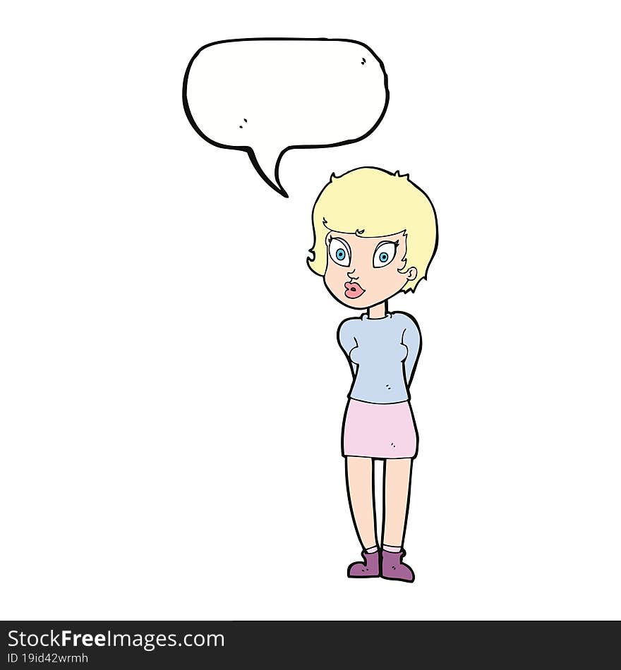 cartoon pretty woman with speech bubble