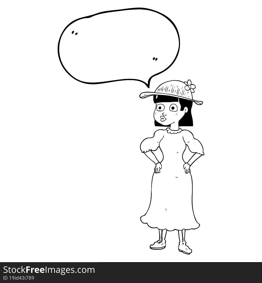 Speech Bubble Cartoon Woman In Muddy Dress