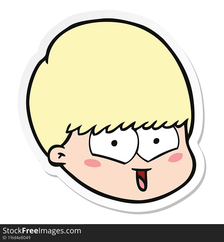 sticker of a cartoon happy boy