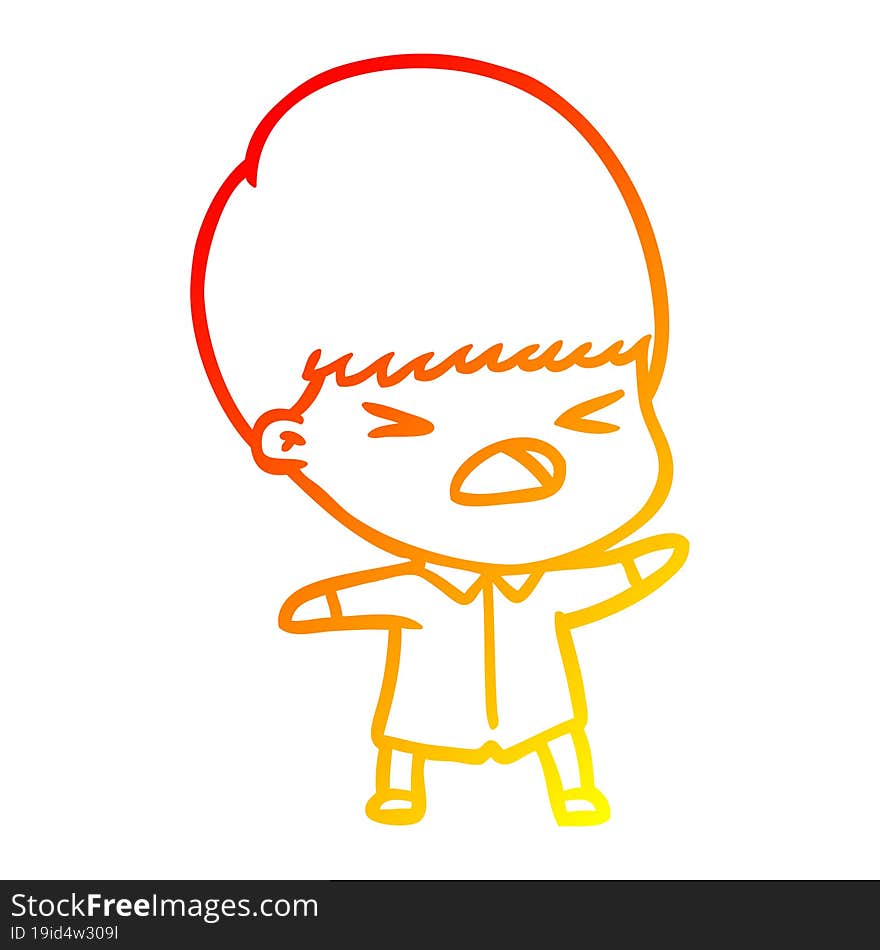 Warm Gradient Line Drawing Cartoon Stressed Man