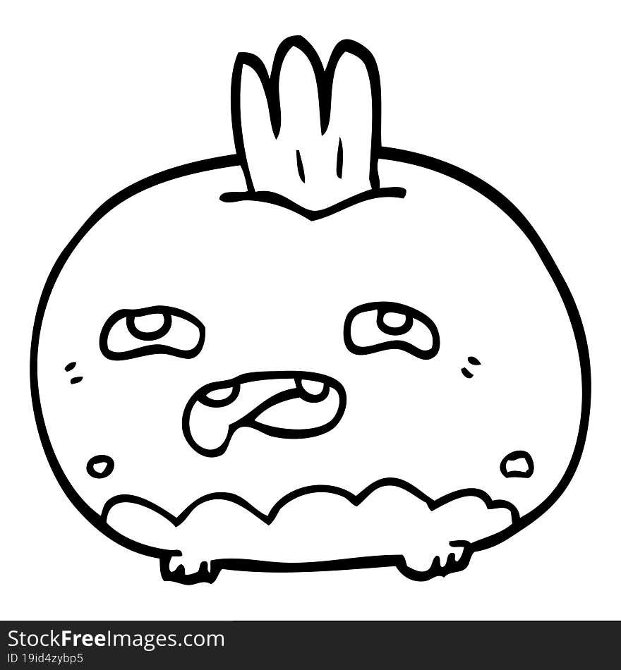 line drawing cartoon happy root vegetable