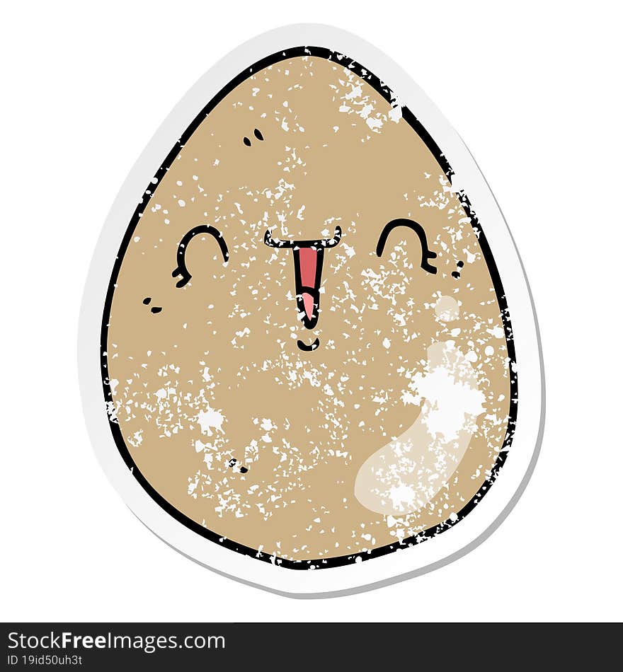 Distressed Sticker Of A Cartoon Egg