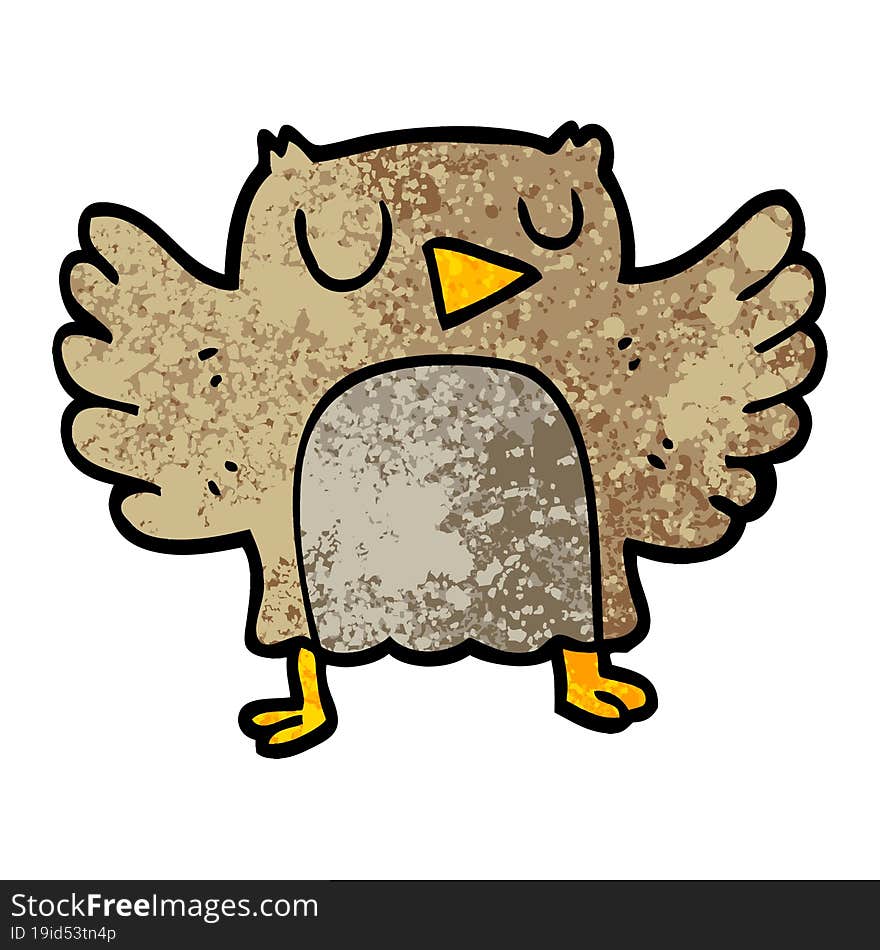 grunge textured illustration cartoon owl