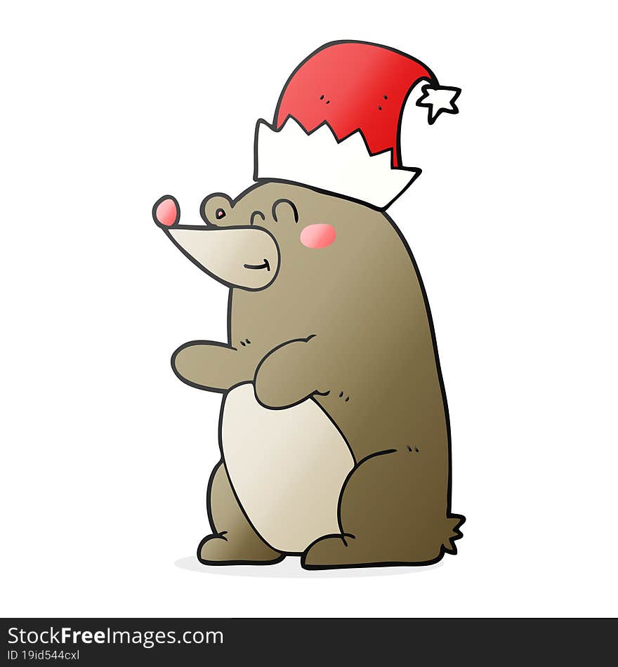 cartoon bear wearing christmas hat