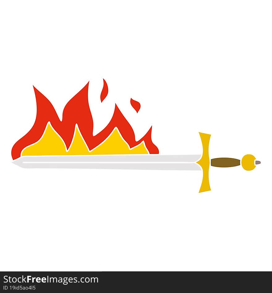 quirky hand drawn cartoon flaming sword