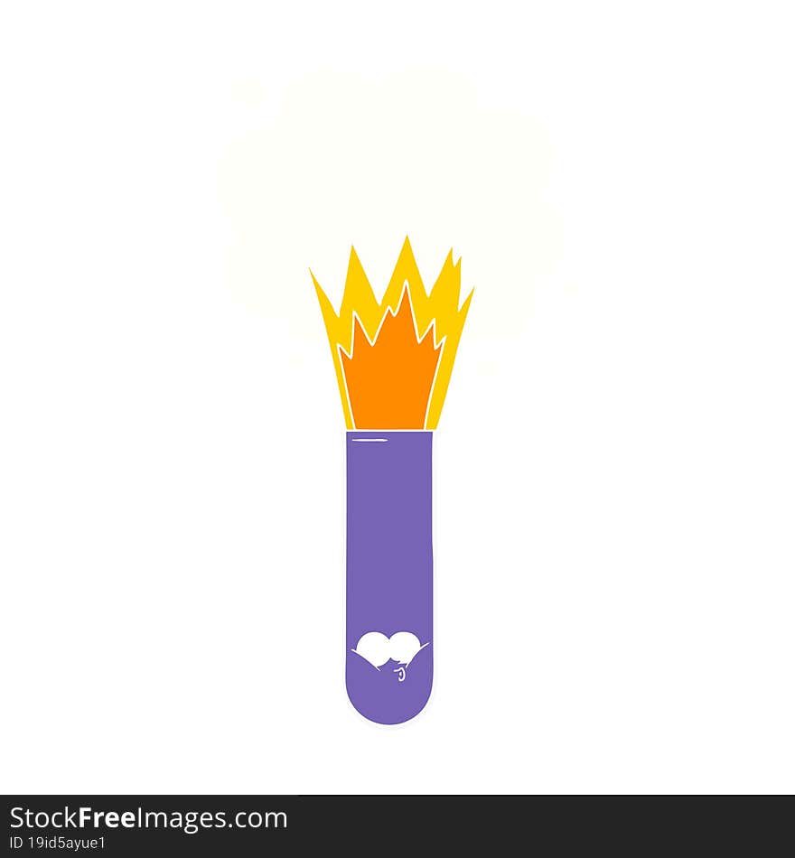 flat color style cartoon exploding chemicals in test tube