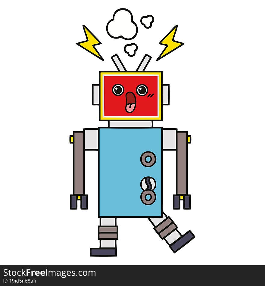 cute cartoon of a robot malfunction