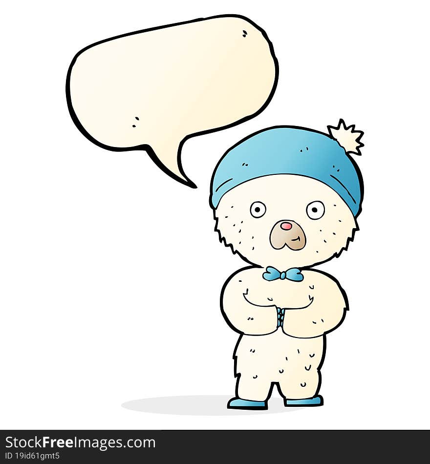 cartoon little polar bear with speech bubble