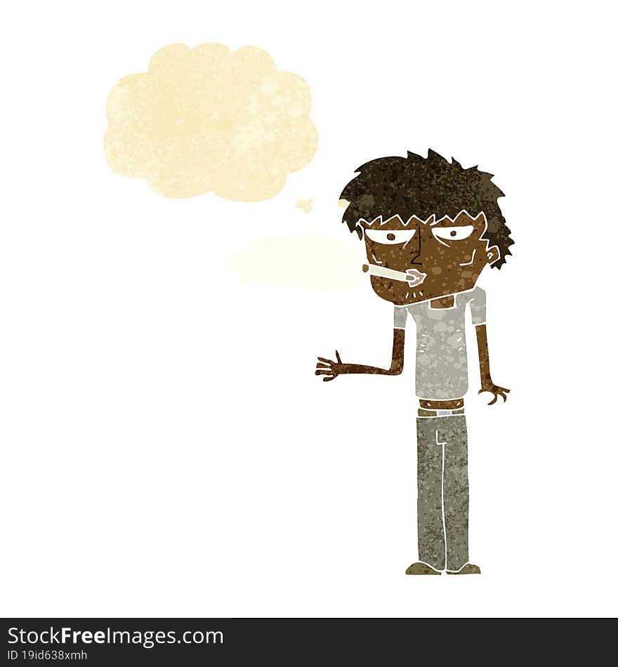 cartoon smoker with thought bubble