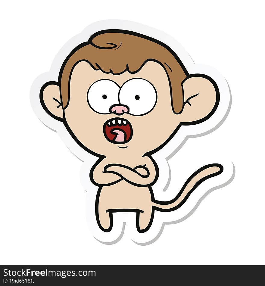 sticker of a cartoon shocked monkey