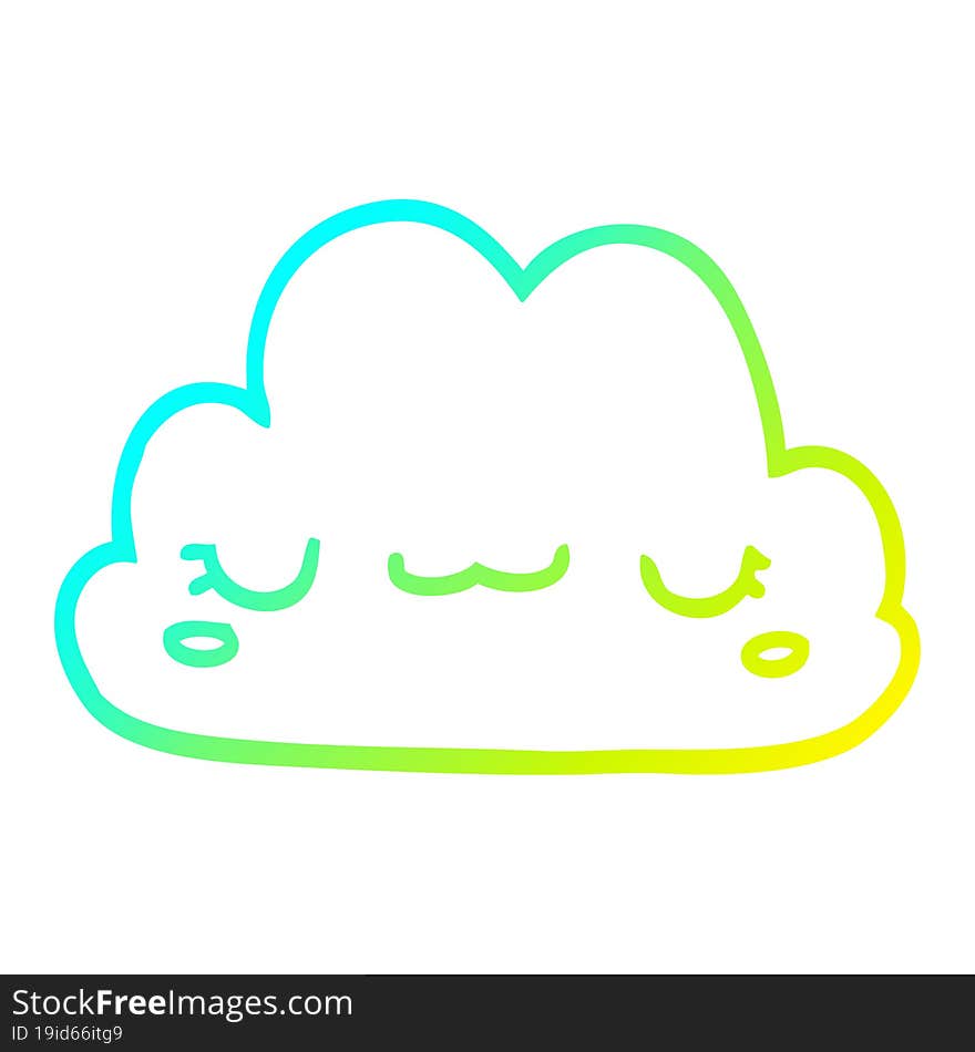 cold gradient line drawing cute cartoon cloud