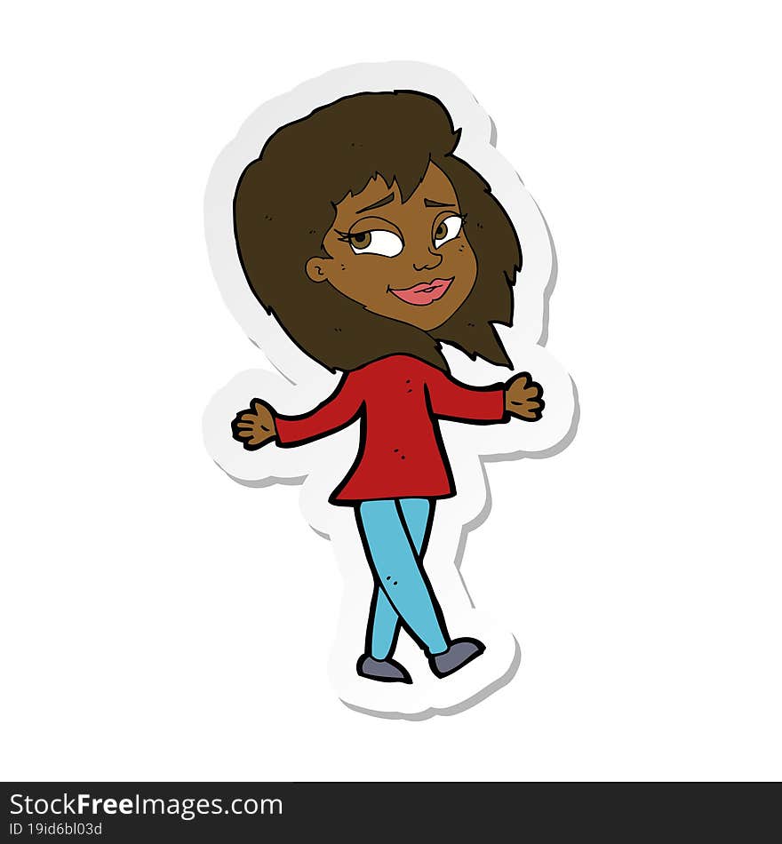 sticker of a stress free woman cartoon