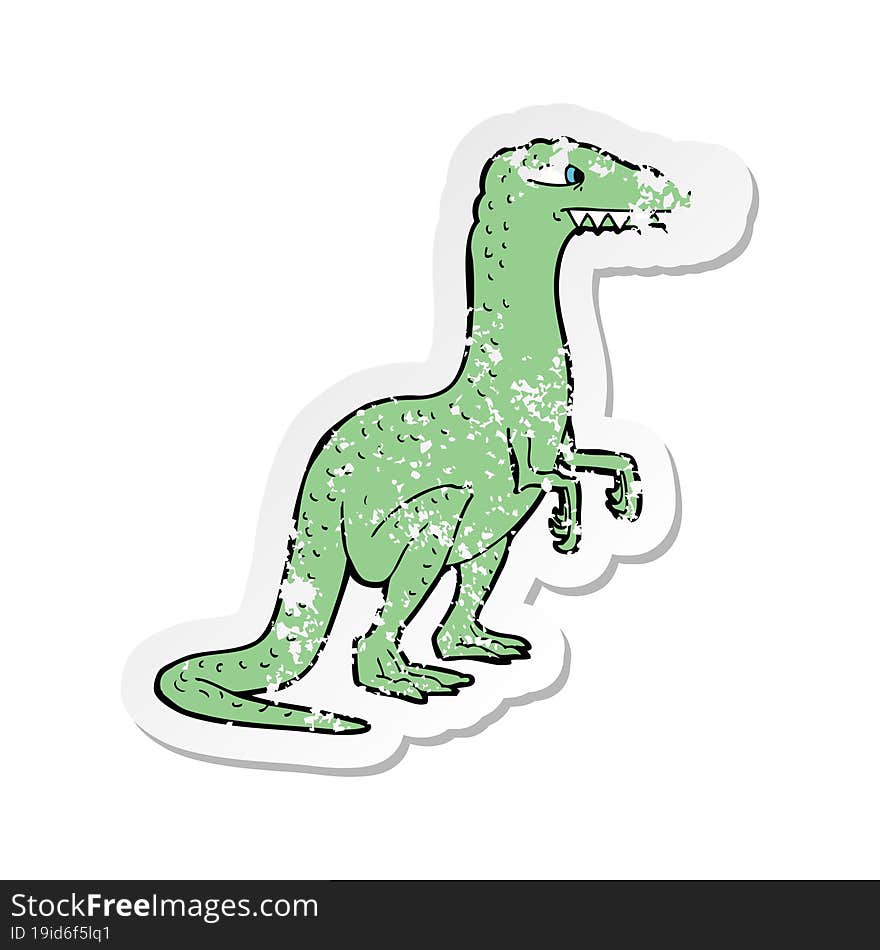 retro distressed sticker of a cartoon dinosaur